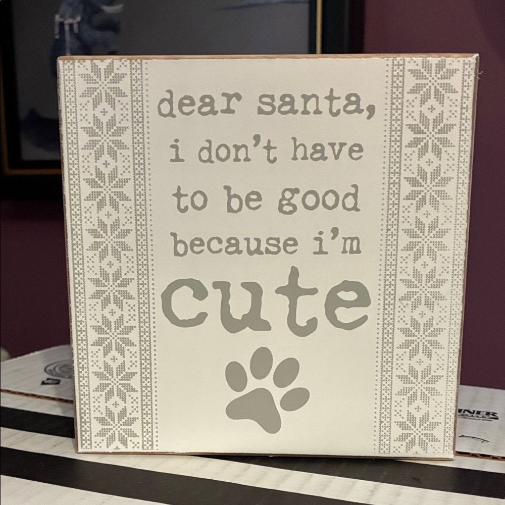 Cute Holiday Puppy Dear Santa Sign